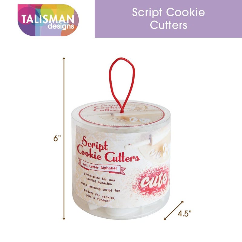 Talisman Designs Script Cookie Cutters | Set of 26 | White | Made of BPA Free Plastic | Small Letter Cutters for Cookies, Pies, Dough & Fondant | Baking Alphabet Cookie Cutters - Image 5